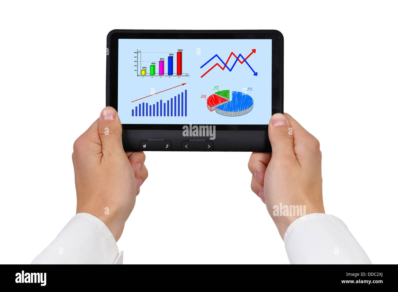 Tablet screen graph hands hi-res stock photography and images - Alamy