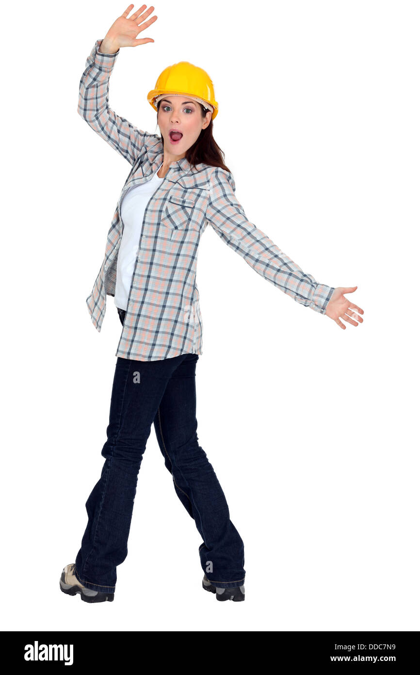 Amazed construction worker Stock Photo - Alamy