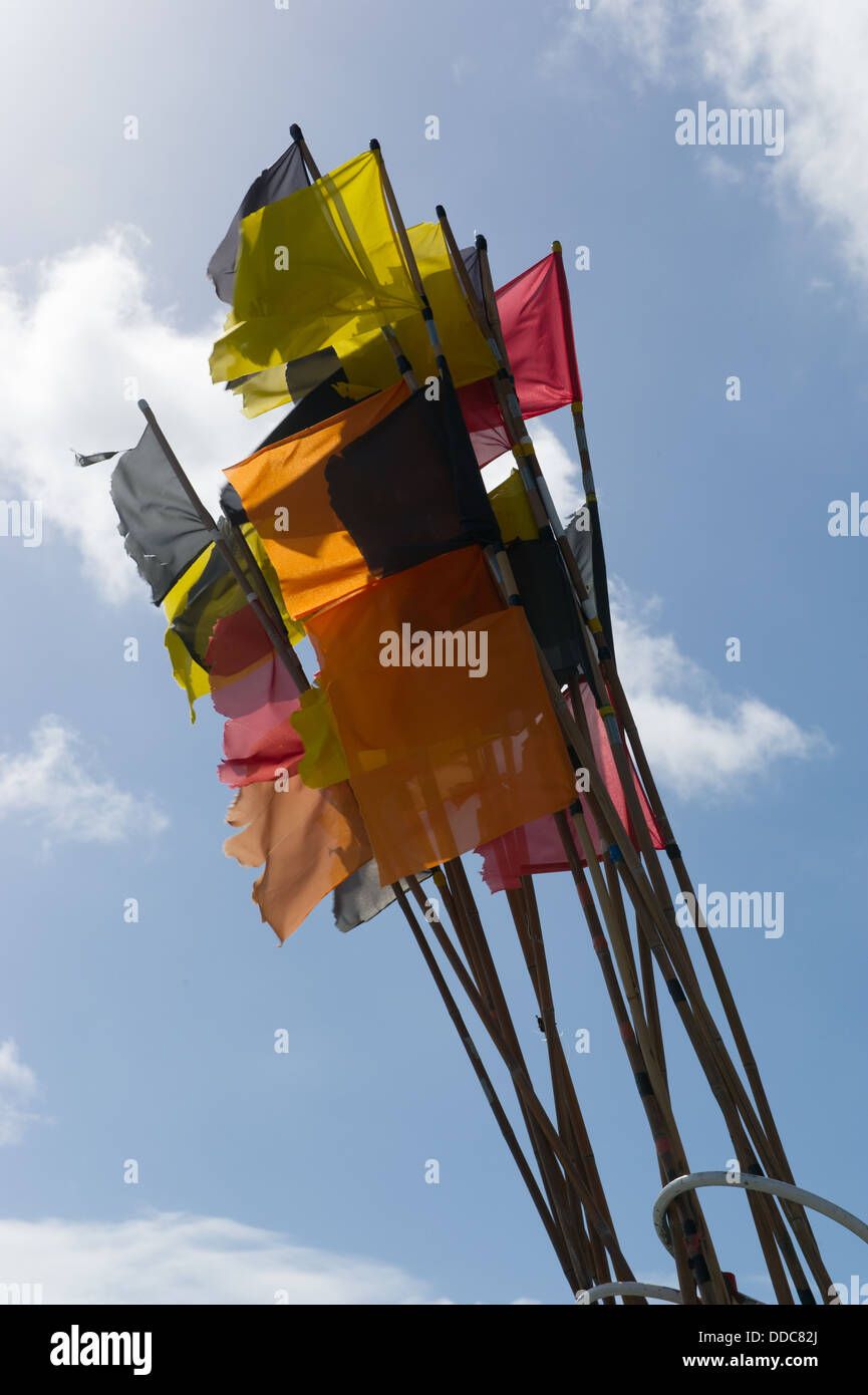 Flags fishermans boat Stock Photo Alamy