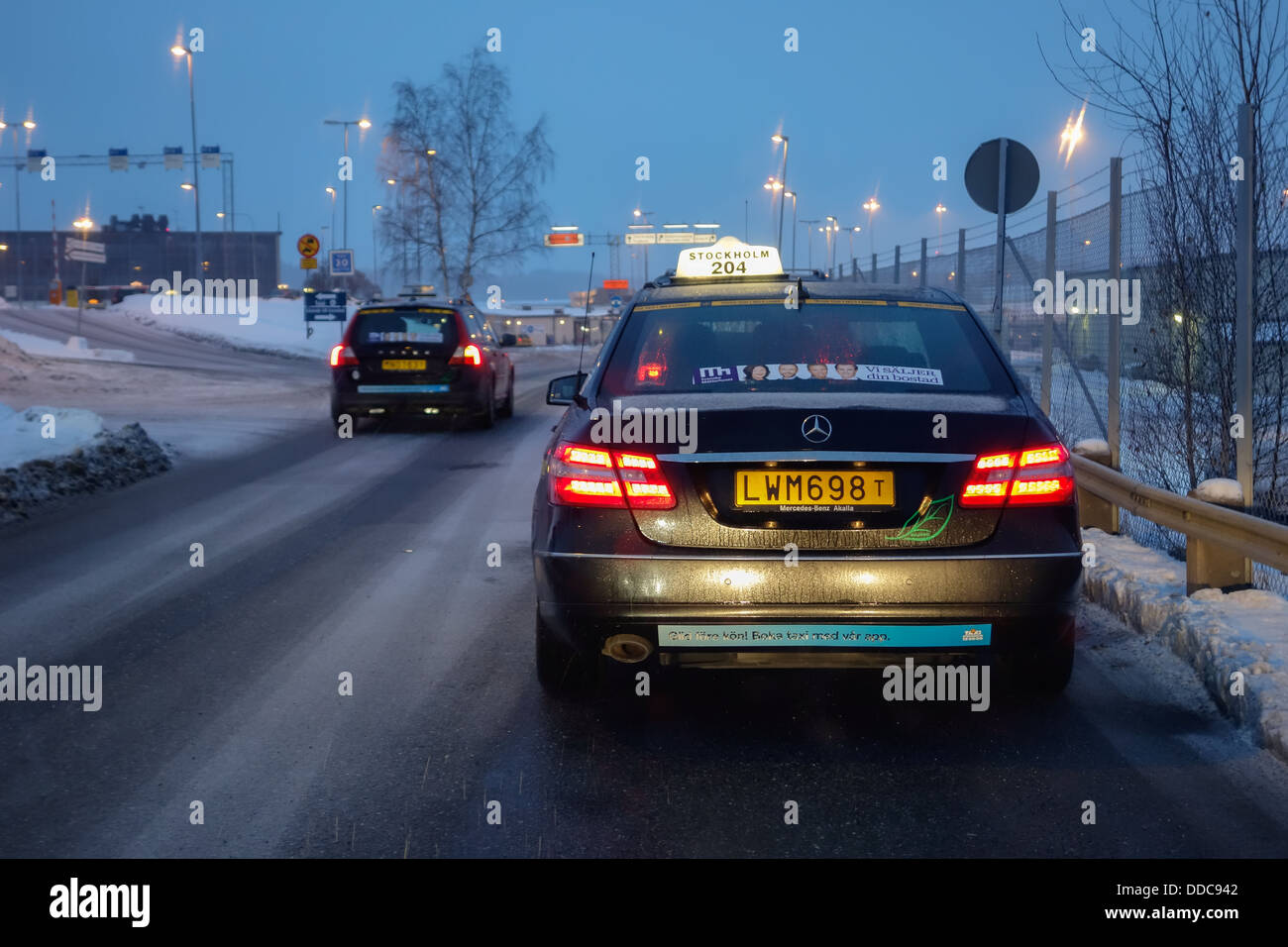 Stockholmtaxi in bad weather Stock Photo