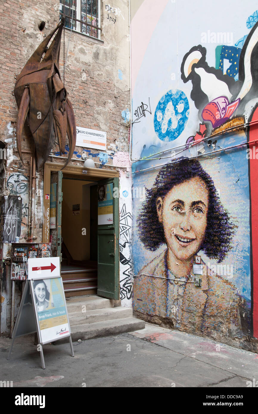 Entrance to Anne Frank Center and Museum off Hackesche Hofe, Berlin, Germany Stock Photo