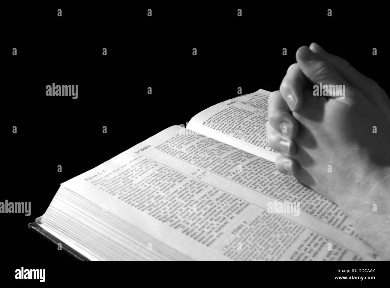 Hands On Bible Stock Photo Alamy