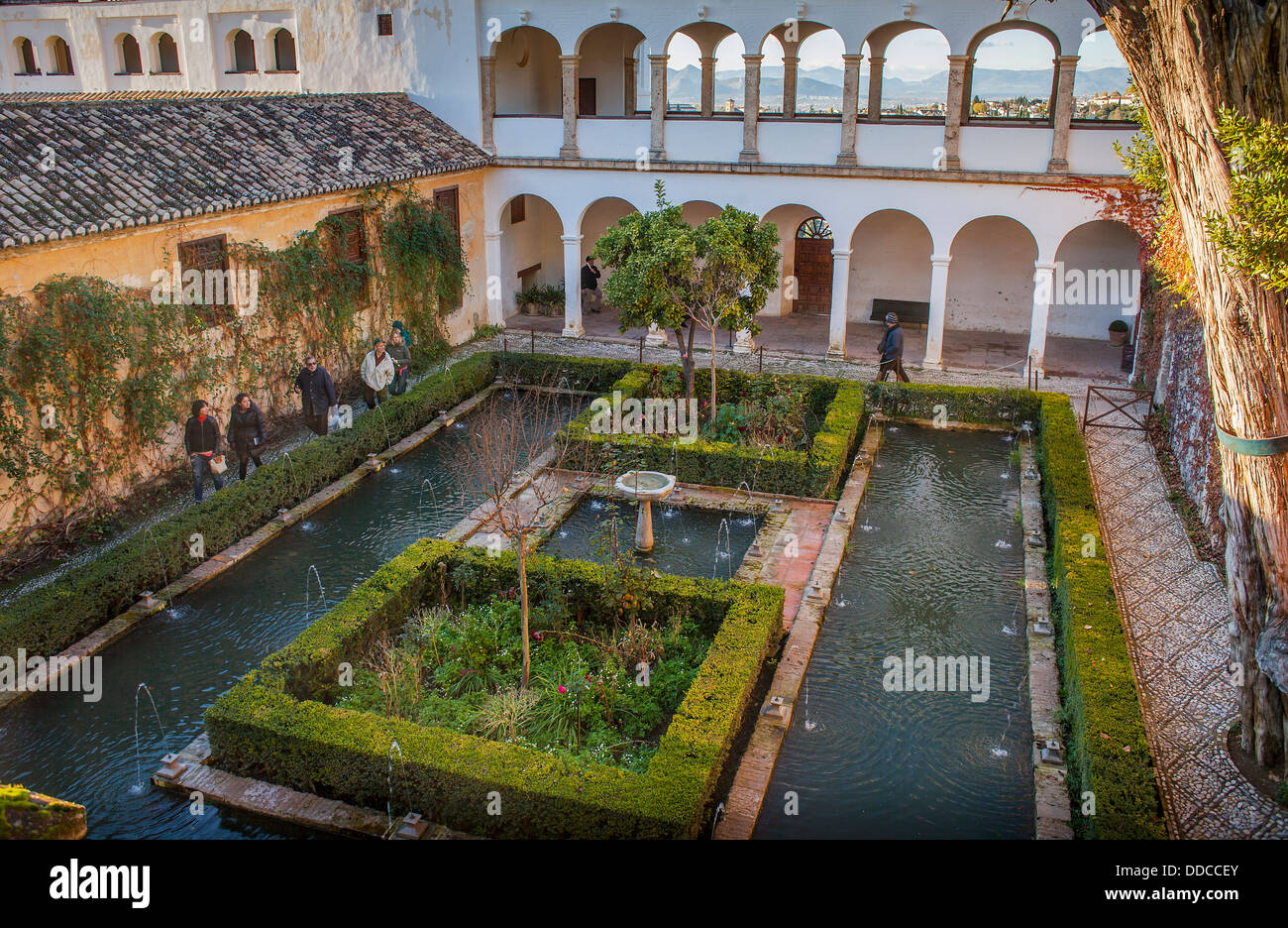 Patio del Ciprés de la Sultana. El Generalife. La Alhambra. Granada. Andalusia Stock Photo