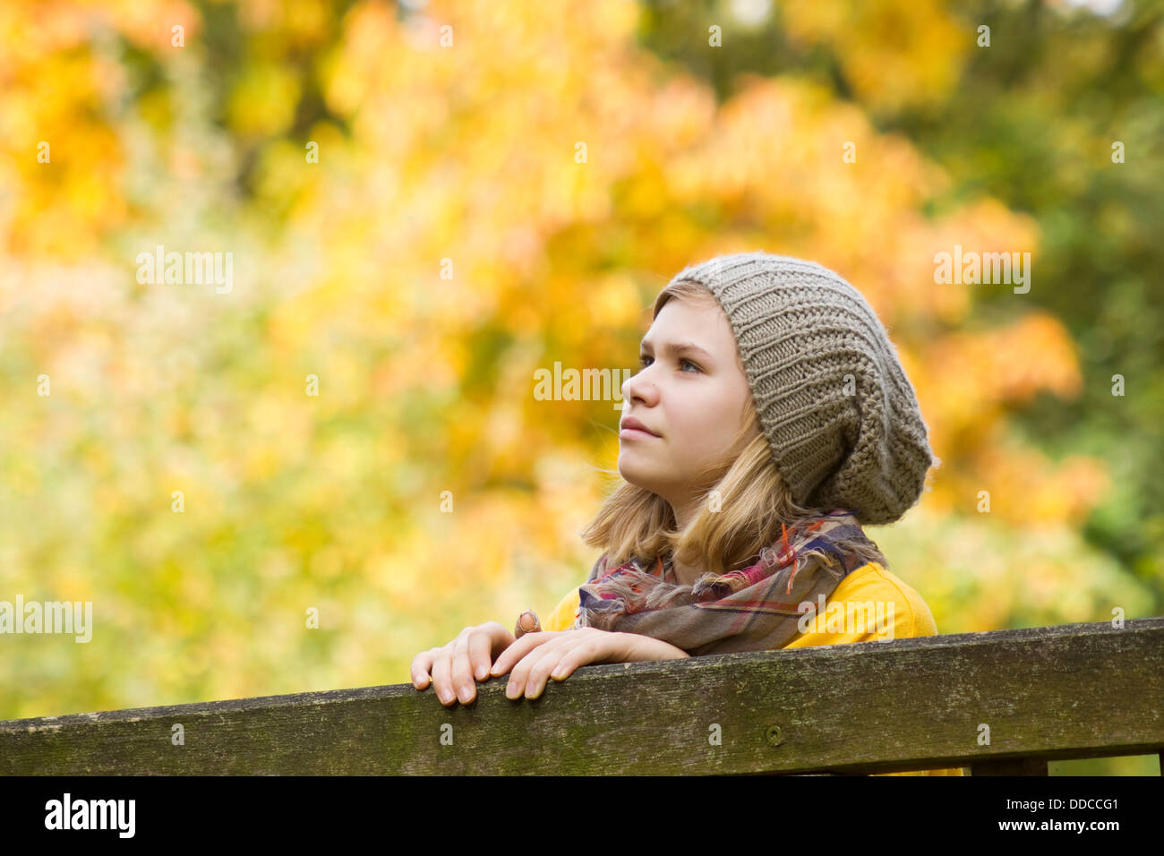 cute little girl in the autumn park Stock Photo - Alamy