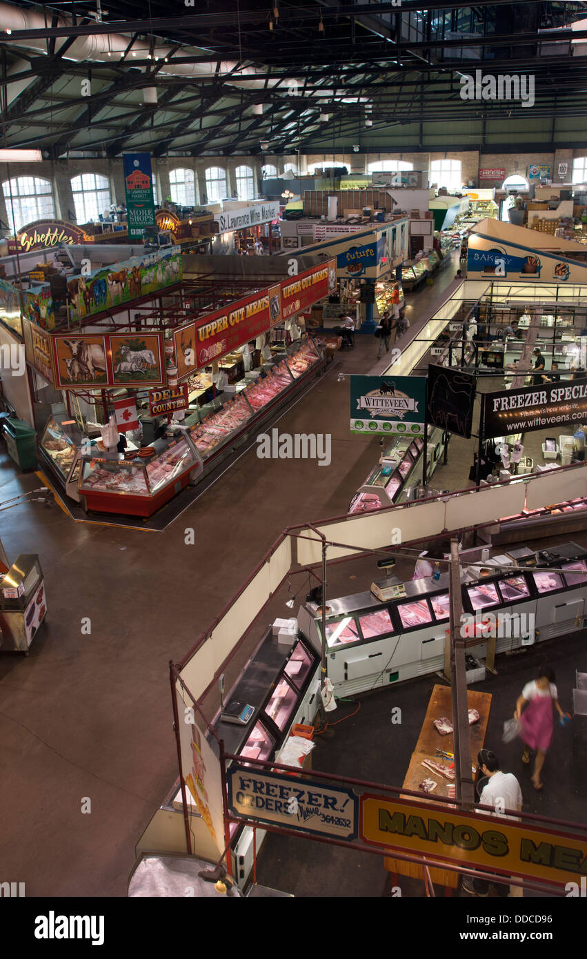 INTERIOR OF SOUTH BUILDING SAINT LAWRENCE MARKET FRONT STREET OLD TOWN TORONTO ONTARIO CANADA Stock Photo