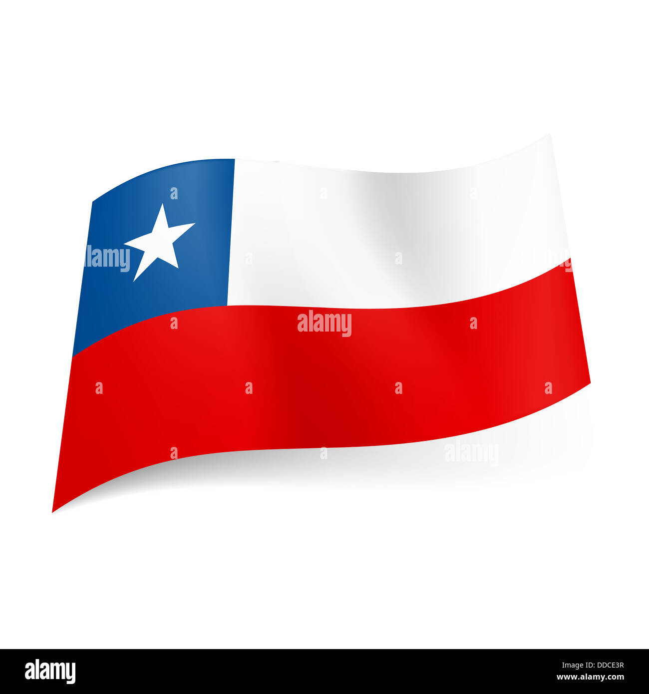 National flag of Chile: unequal white and stripes, blue square with white star on upper Stock Photo - Alamy