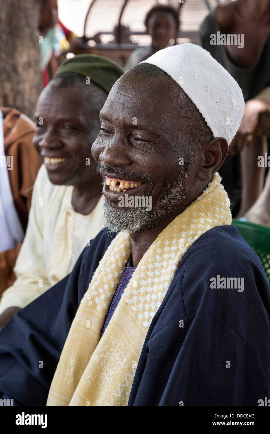 Wolof-speaking Senegalese men attending a Microcredit Meeting at Djilor, a Wolof Village, near Kaolack, Senegal. Stock Photo