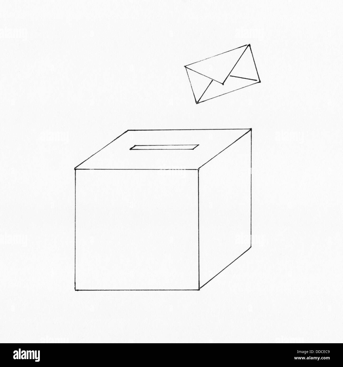 Ballot box and closed envelope for voting Stock Photo