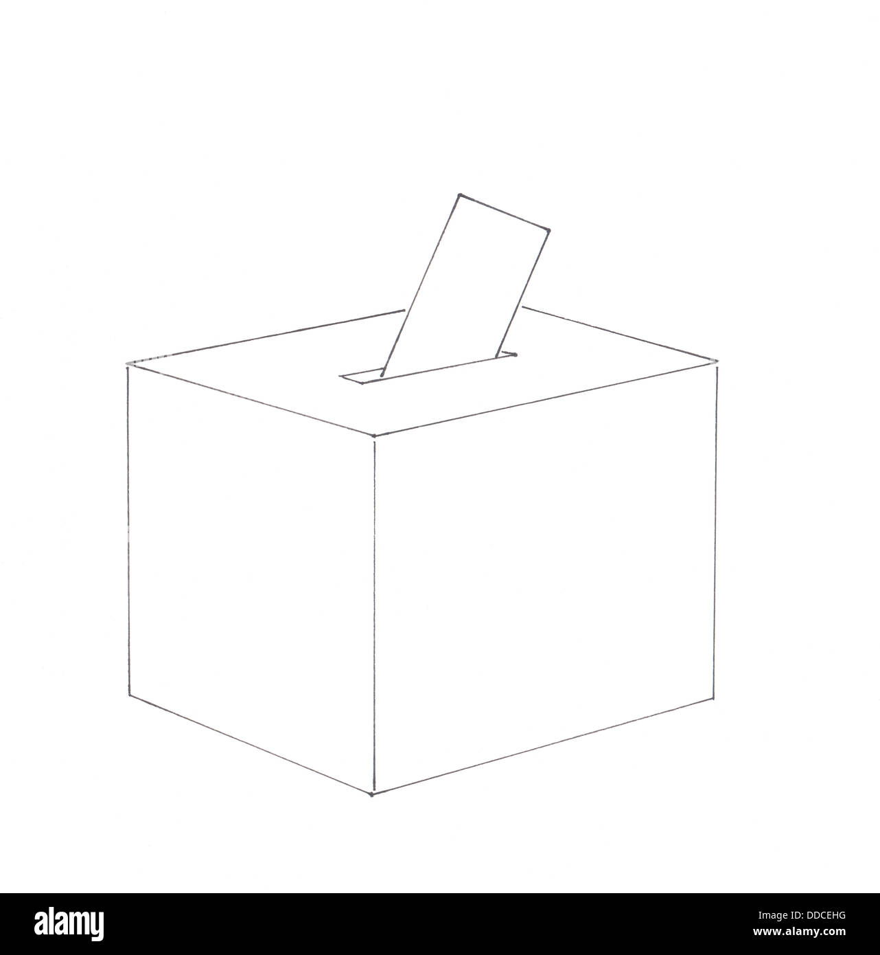 Voting by inserting an envelope into the ballot box Stock Photo