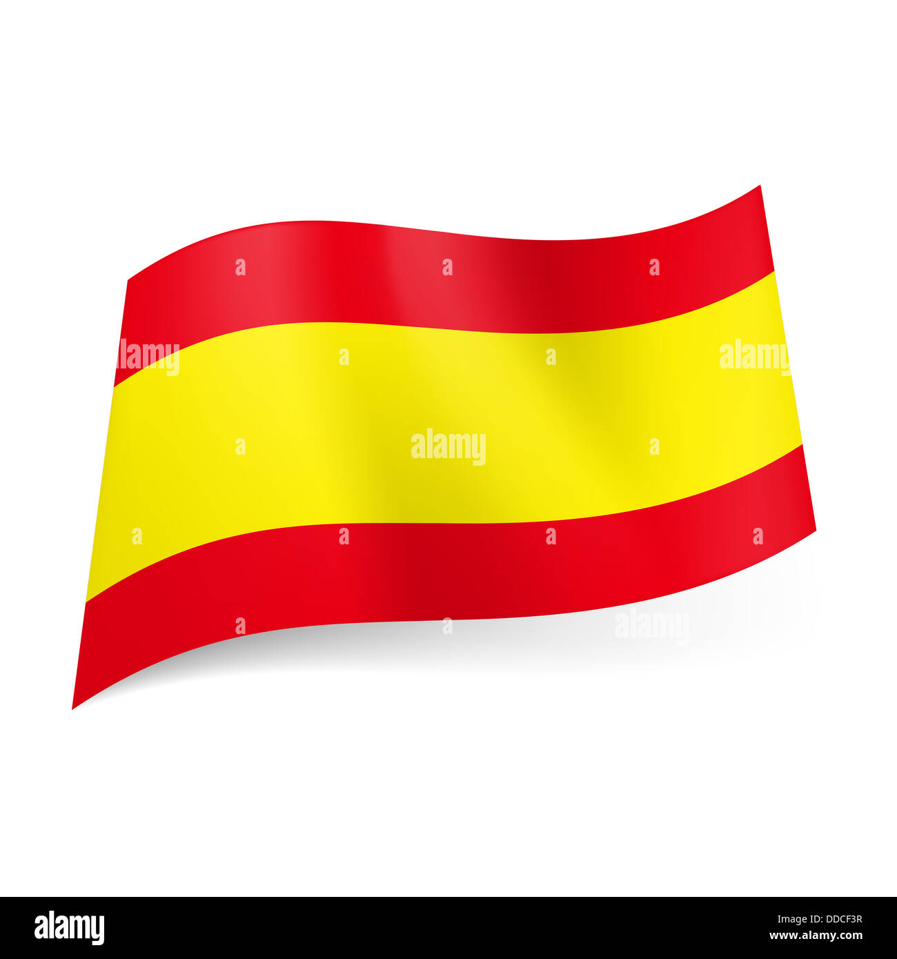 National flag of Spain: wide yellow stripe two horizontal red Stock - Alamy