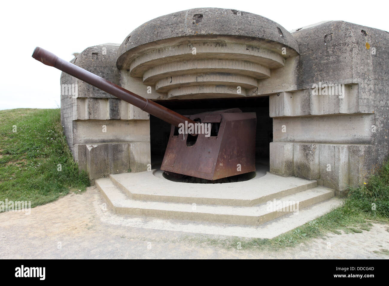 France, Normandy, D-Day Beaches, Longues Sur Mer, WWII German 150mm artillery battery. Stock Photo