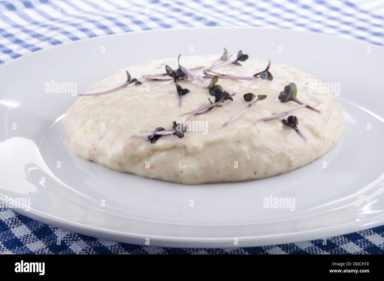 pureed food to feed people with difficulties in swallowing Stock Photo