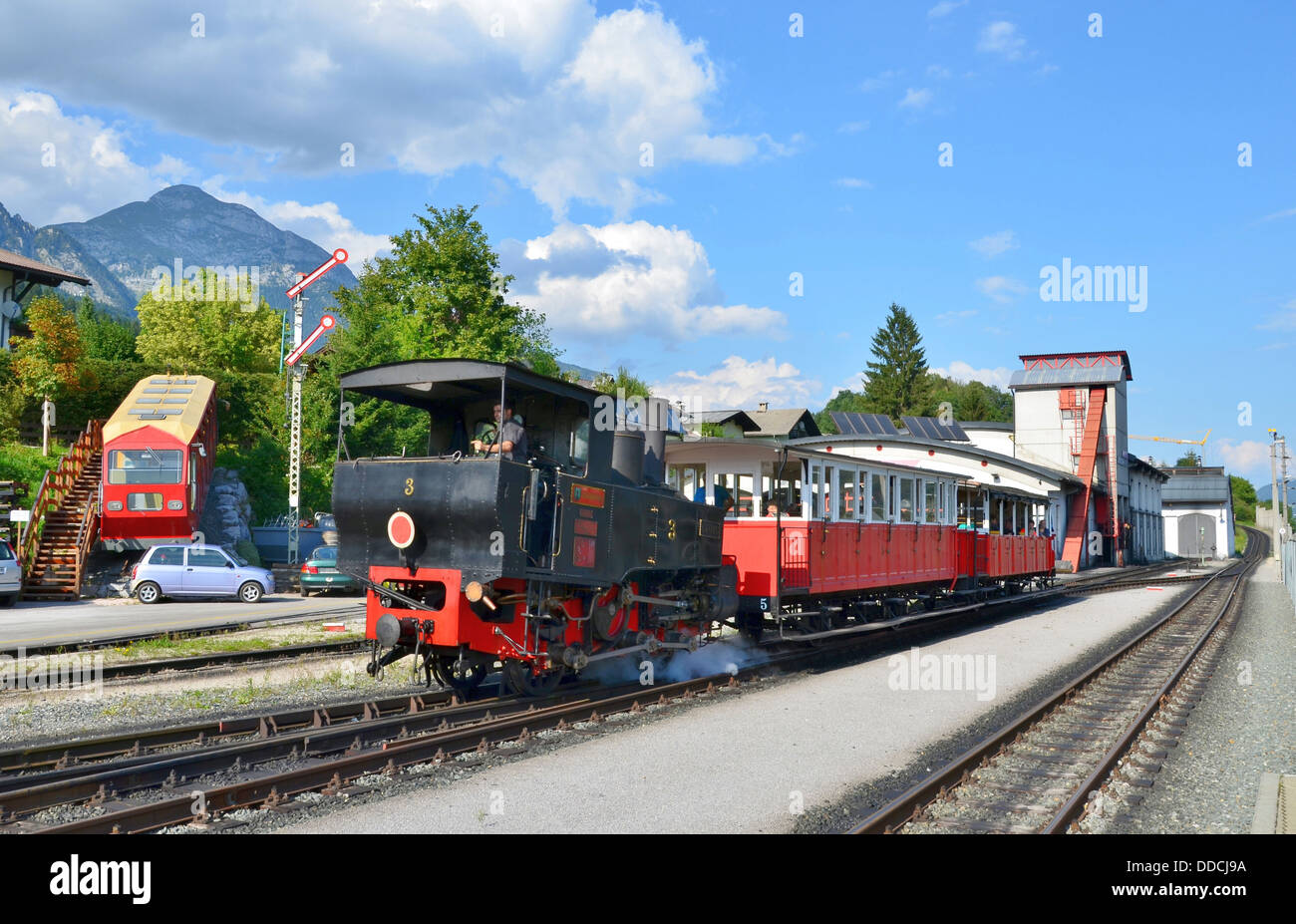 Achensee, Achensee narrow gauge steam cog railway, Jenbach station,  World’s oldest steam cog locomotives. Stock Photo