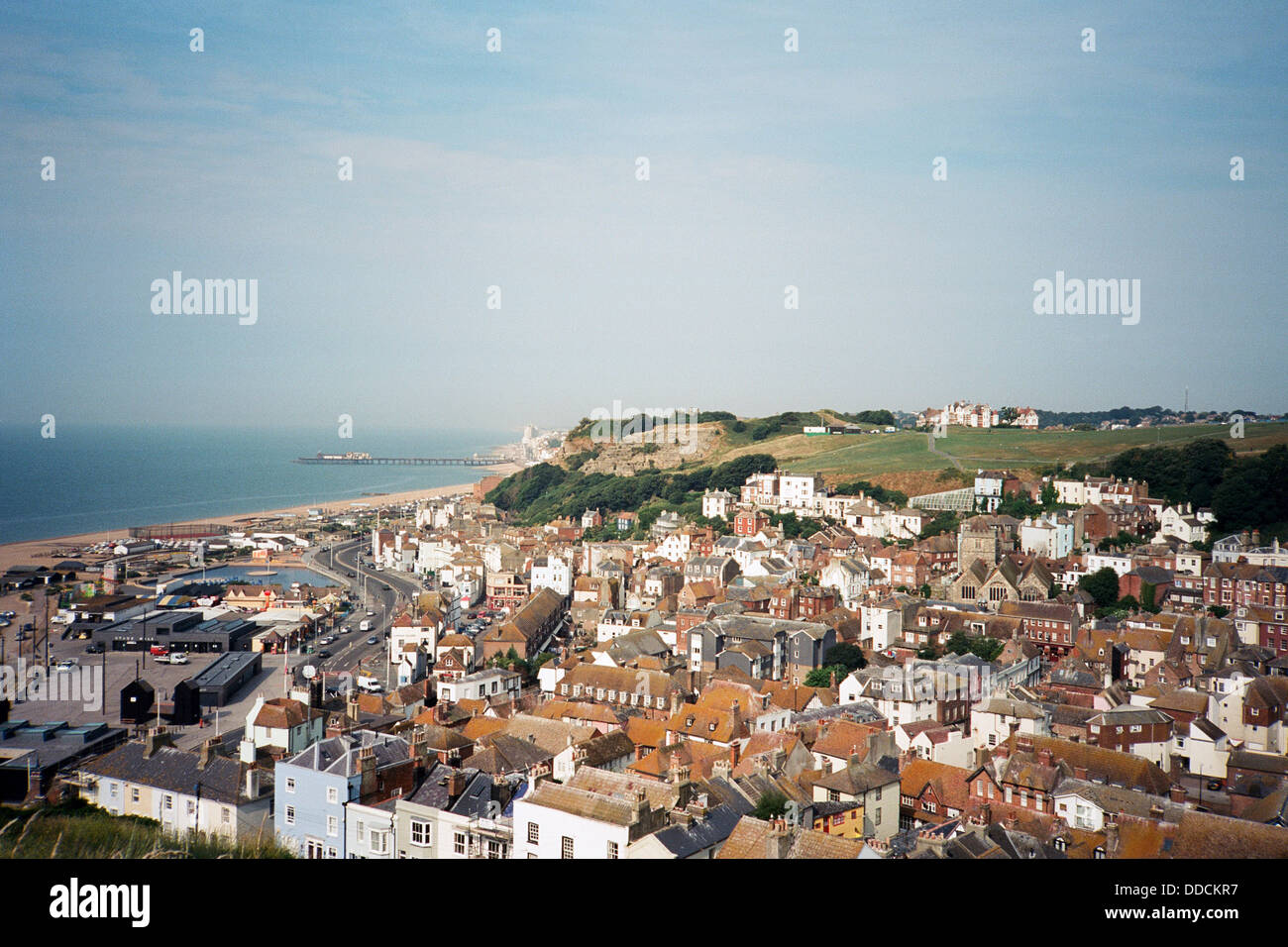 Hastings Old Town, East Sussex, South East England, from East Hill Stock Photo