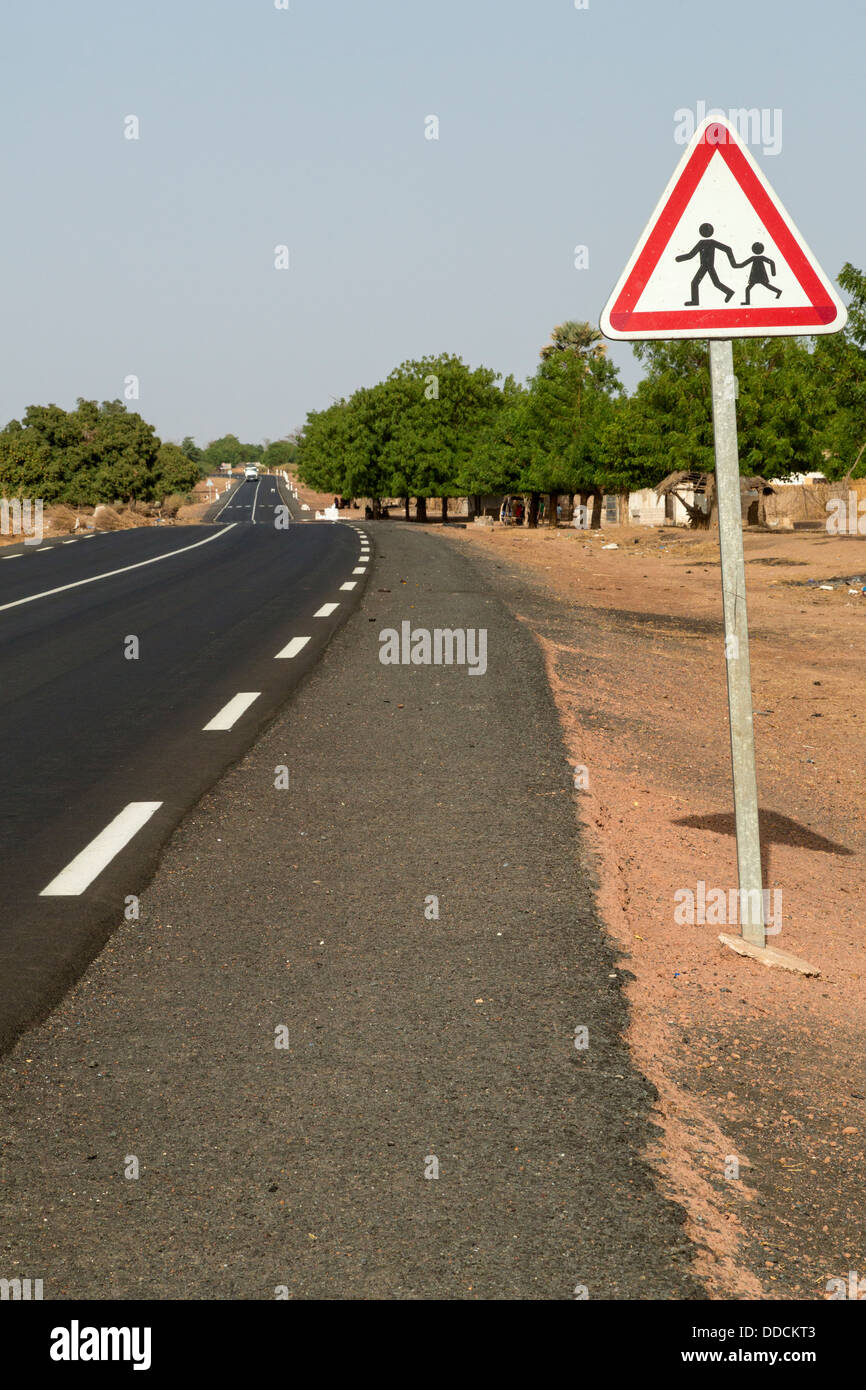 Modern Senegalese Highway between Kaolack and Tambacounda, Senegal. Stock Photo