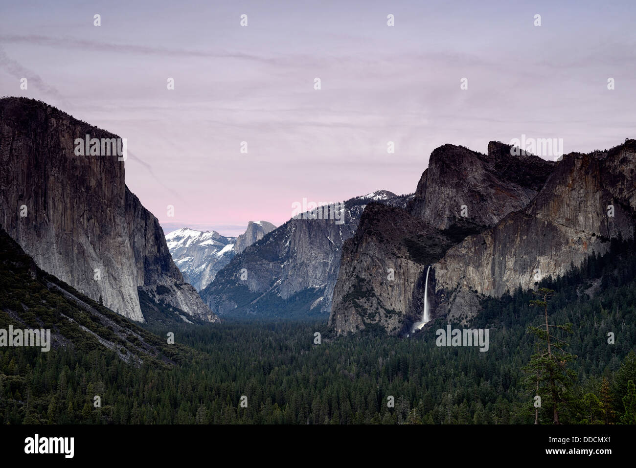 yosemite valley as seen from tunnel view with el capitan half dome and bridalveil falls Stock Photo