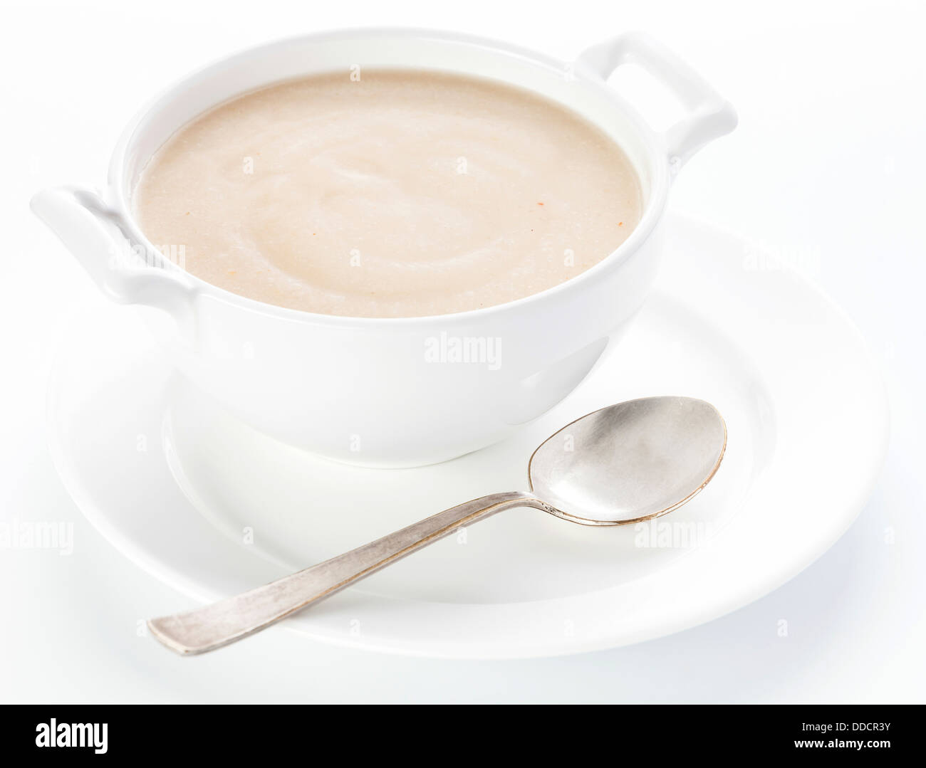 Cauliflower Cream soup on white background Stock Photo