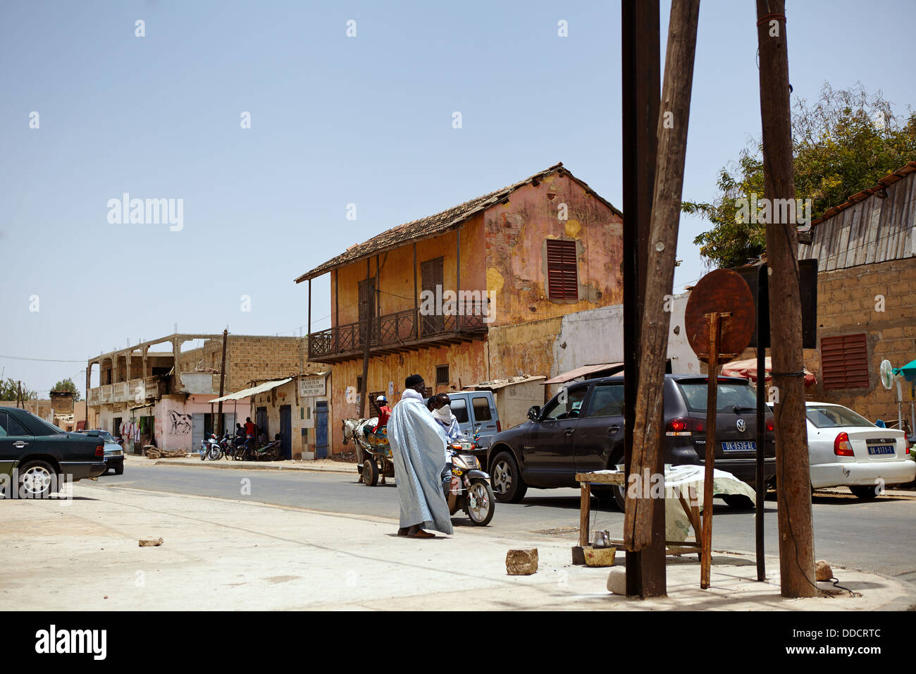 Colonial houses, Tivaouane, Senegal, Africa Stock Photo