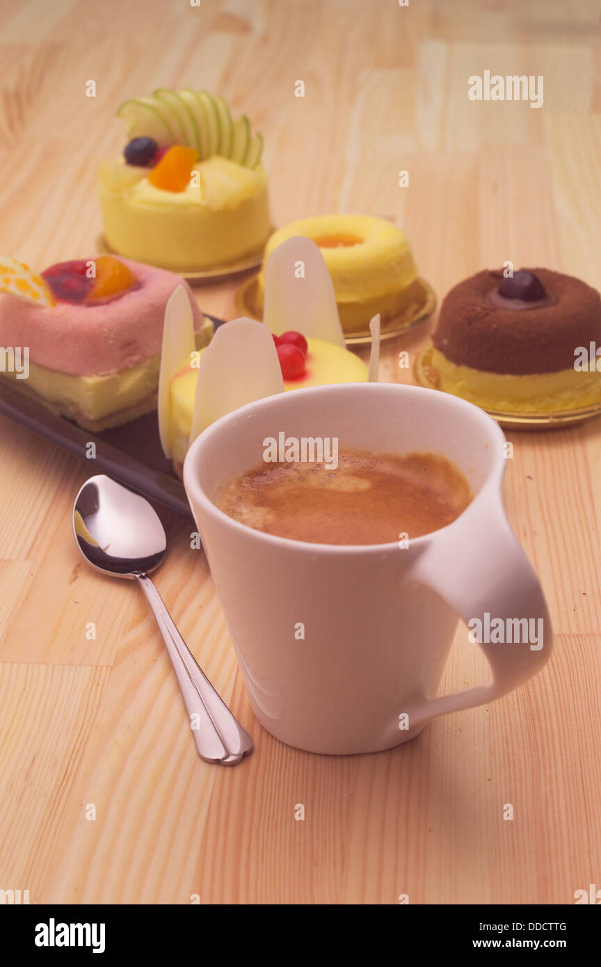 espresso coffee and fruit cake Stock Photo Alamy