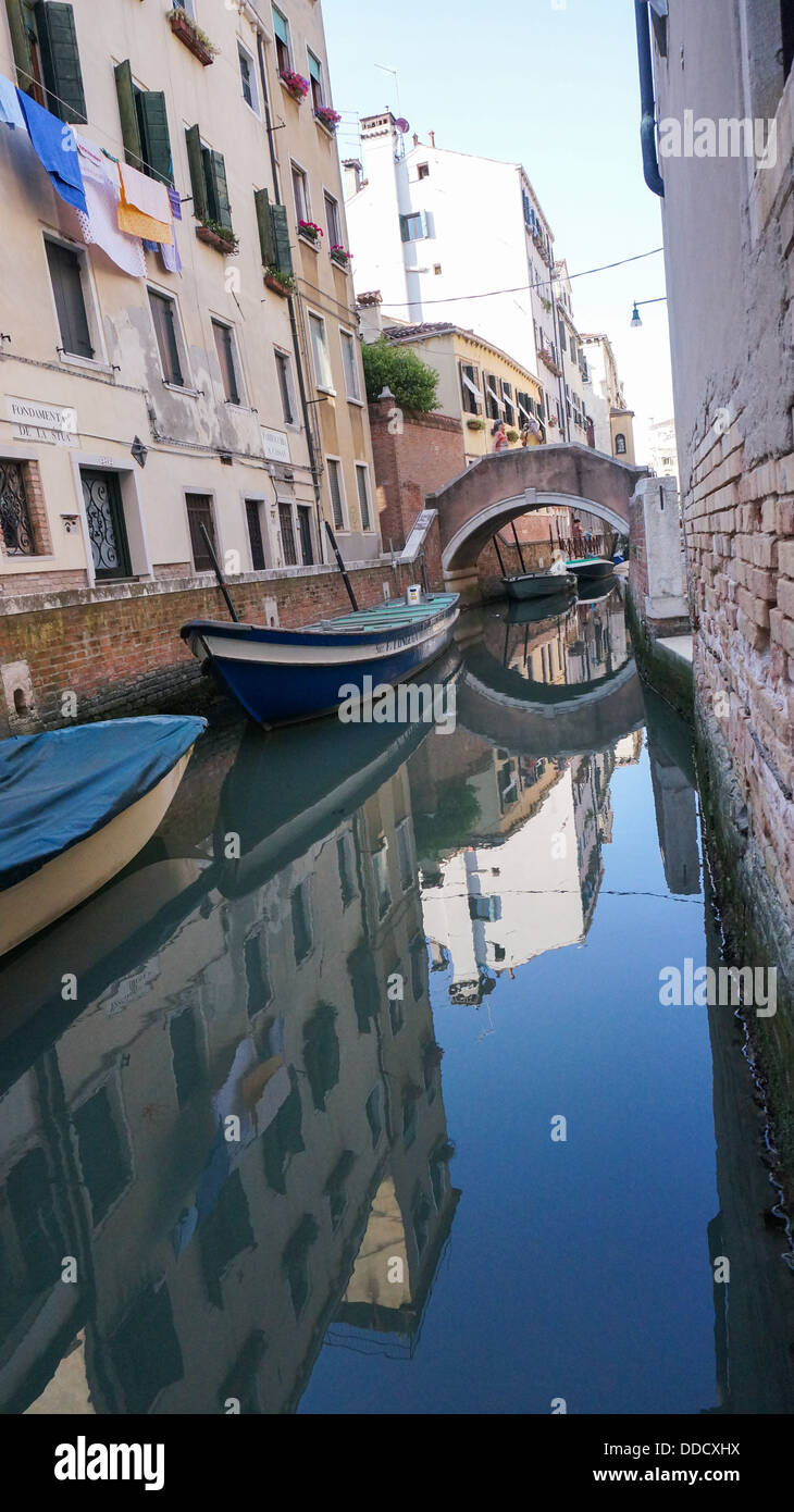 Water scene with multi colored houses of Venice Italy Stock Photo - Alamy