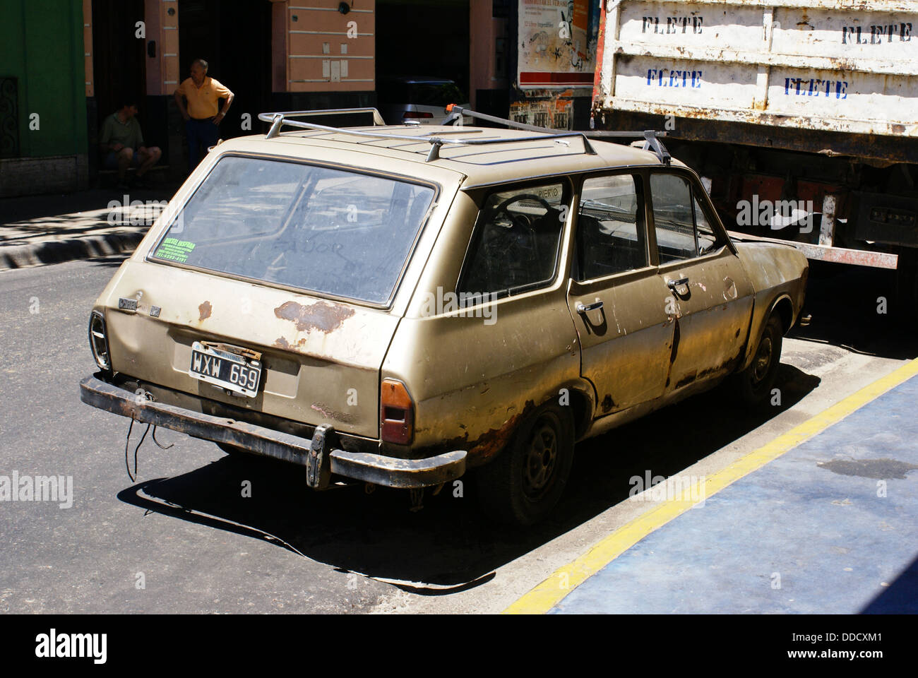 Old battered Renault 12 in Buenos Aires, Argentina. Stock Photo