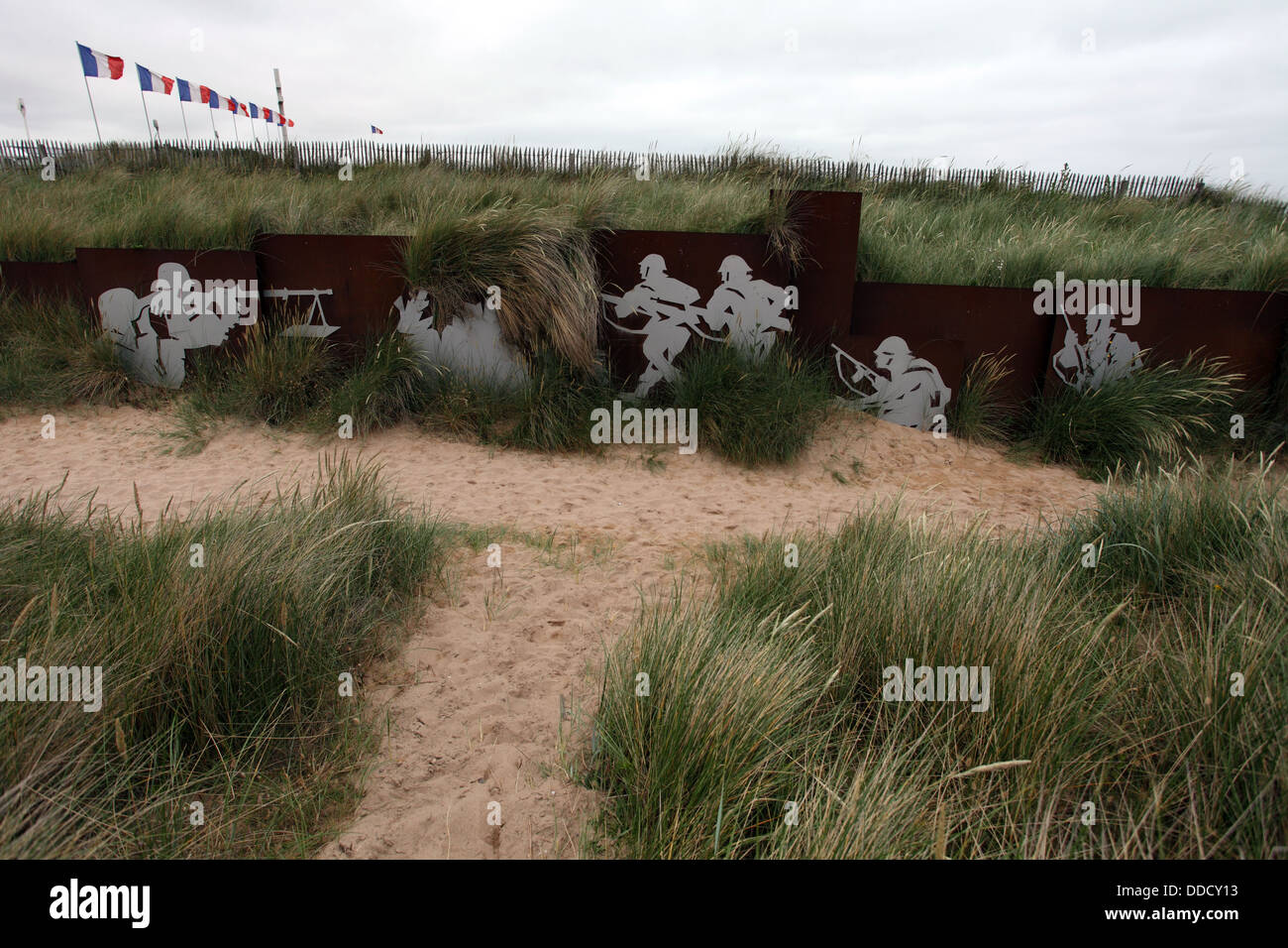 Fighting on the beaches and in the dunes. Modern art memorial to the D-Day landings Stock Photo