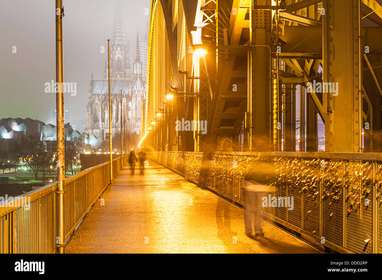 Bridge in Cologne Germany at night Stock Photo