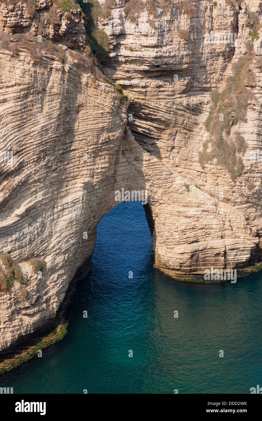 The Pigeon Rocks at Raouche, Beirut, Lebanon Stock Photo