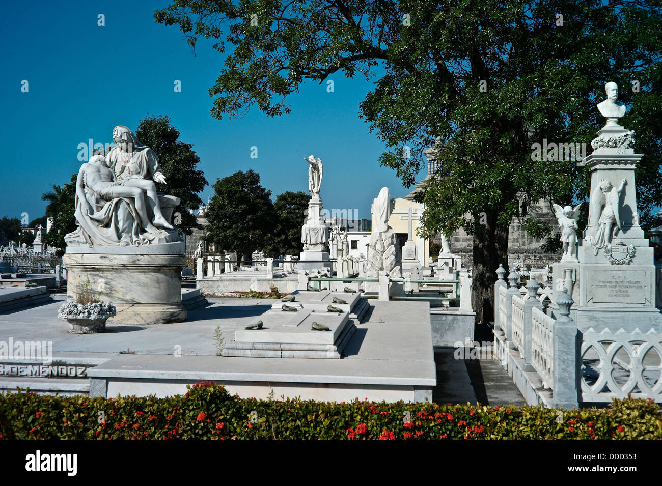 A view of marble memorials in the Colon Cemetery in Havana Stock Photo