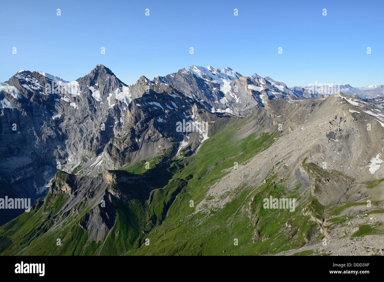 View from Schilthorn, Piz Gloria, - used as location in James Bond film, On Her Majesty's Secret Service, Switzerland, Europe Stock Photo