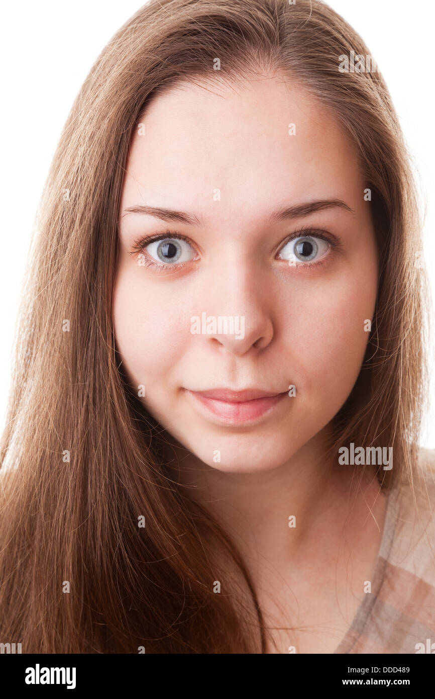 portrait teenager girl on a white background Stock Photo - Alamy