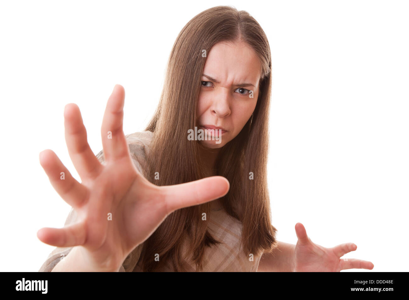 portrait teenager girl on a white background Stock Photo - Alamy