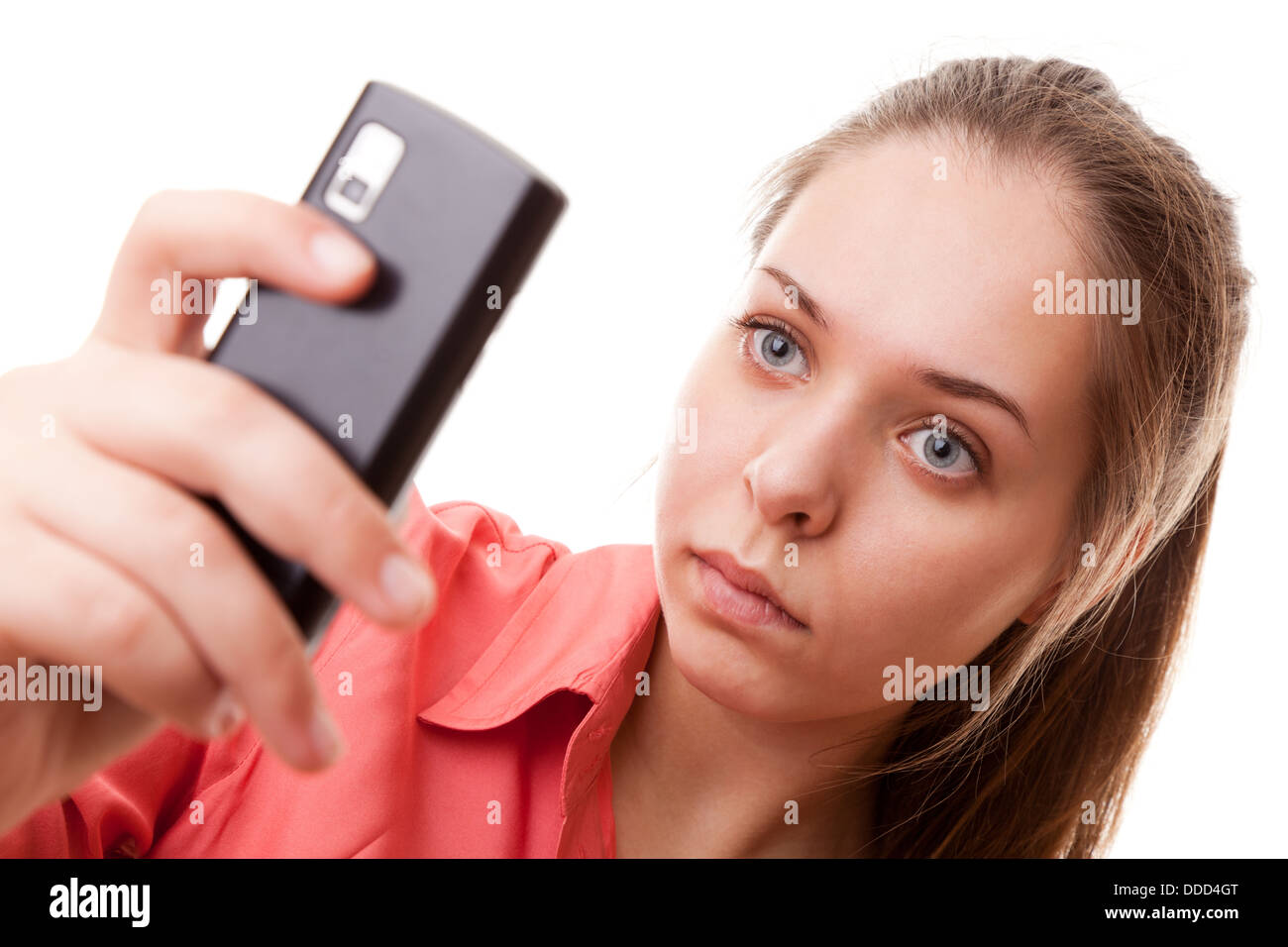 portrait teenager girl on a white background Stock Photo - Alamy