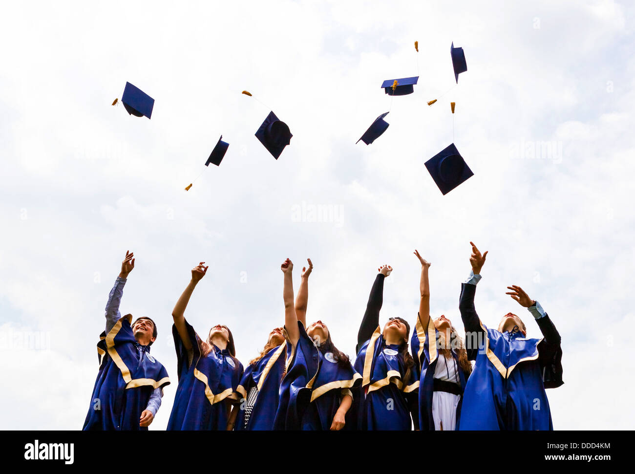 Graduation ceremony hat throwing hires stock photography and images
