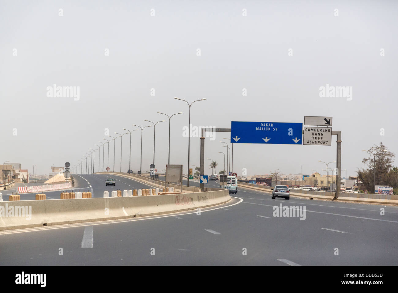 Modern Four-lane Divided Highway, near Dakar, Senegal. Stock Photo
