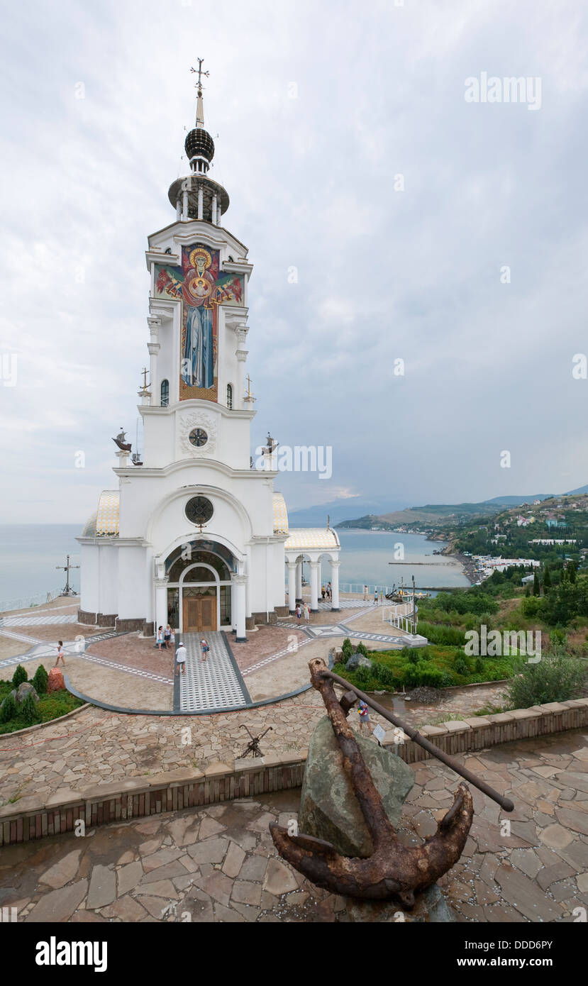 Church - Beacon of St. Nicholas Myra. (The Museum of accidents on water). (Malorechenskoye village, near Alushta, Crimea). Stock Photo