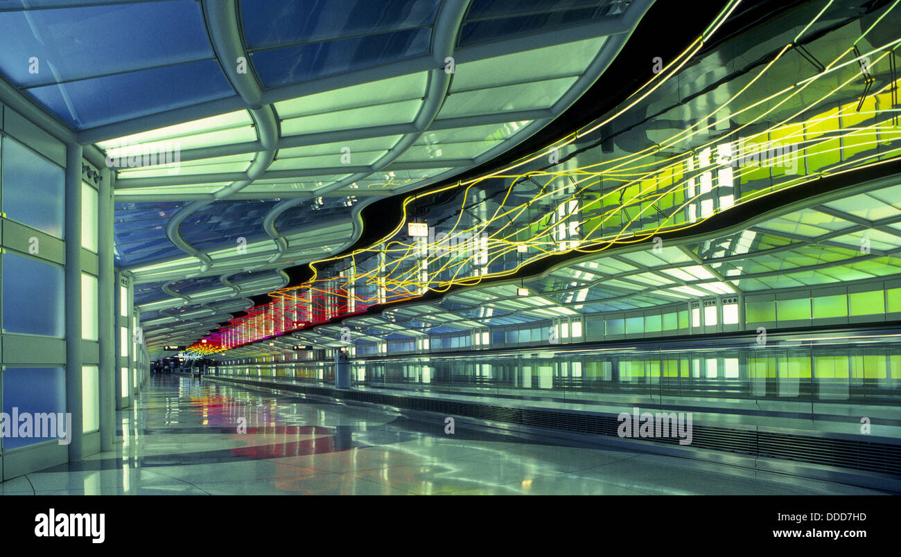 O'Hare International Airport moving walkway, Chicago, Illinois, USA Stock Photo