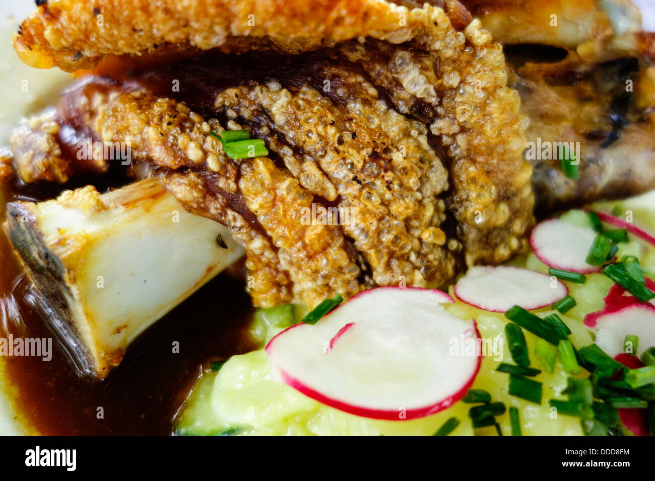 Roast knuckle of pork with crackling Stock Photo