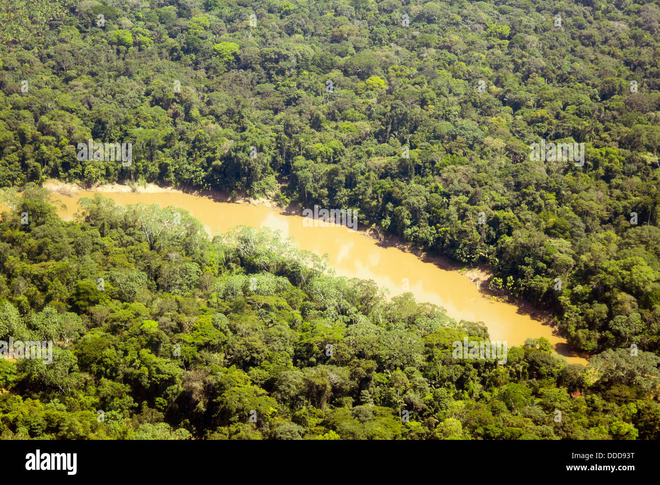 The Cononaco river in the Ecuadorian Amazon from the air Stock Photo