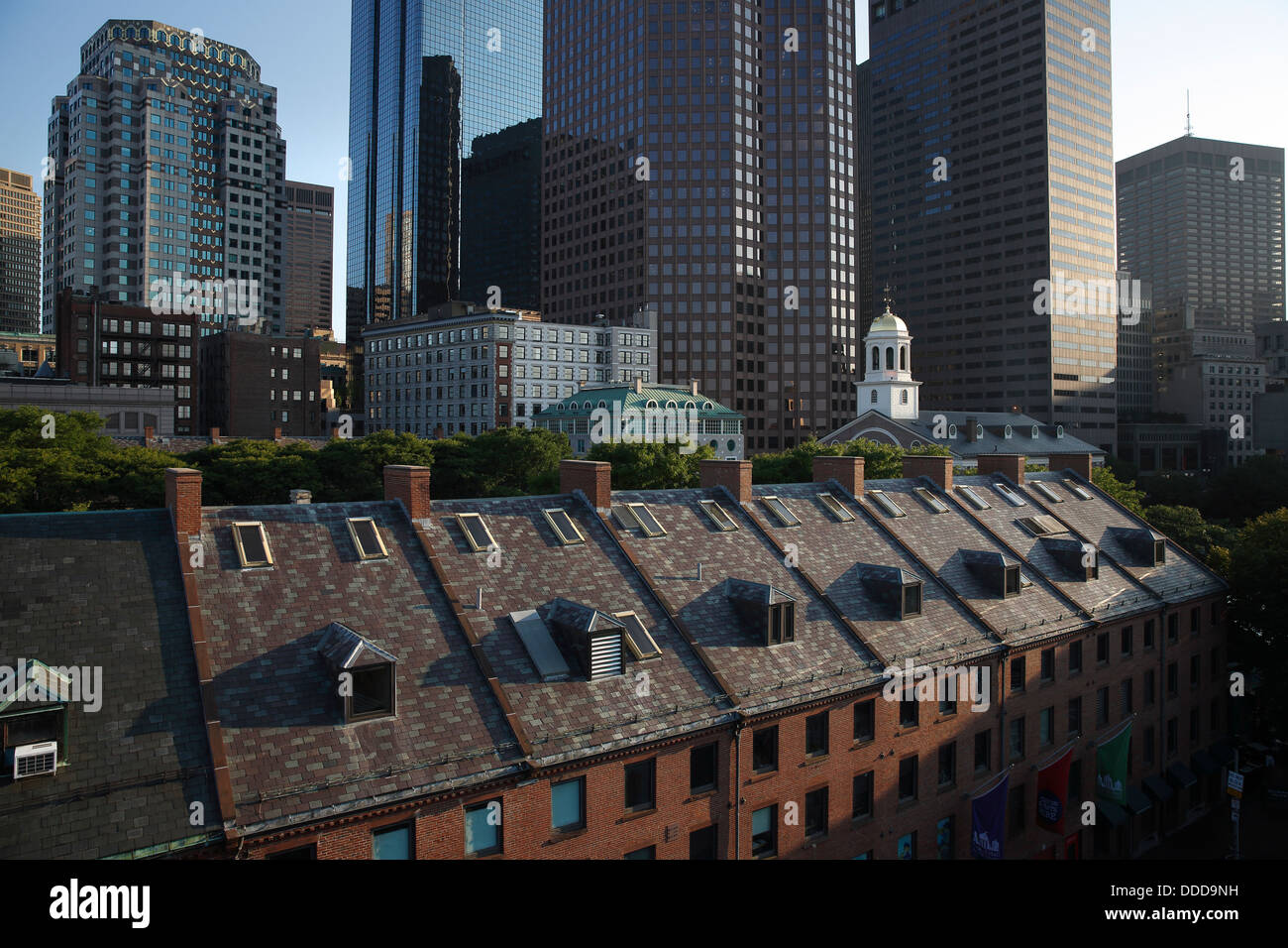 Faneuil Hall, Quincy Market and downtown skyline, Boston, Massachusetts
