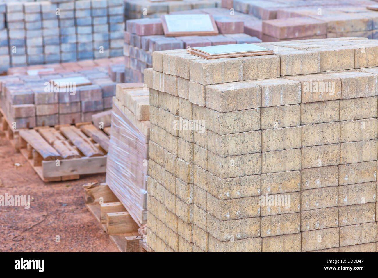 Stacks Of Various Colored Concrete Pavers Paving Stone Or Patio