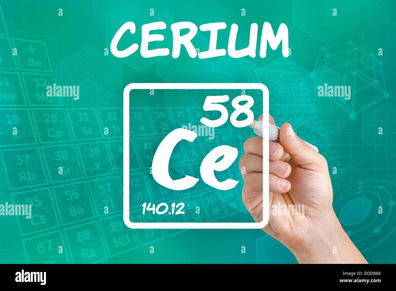 Symbol for the chemical element cerium Stock Photo