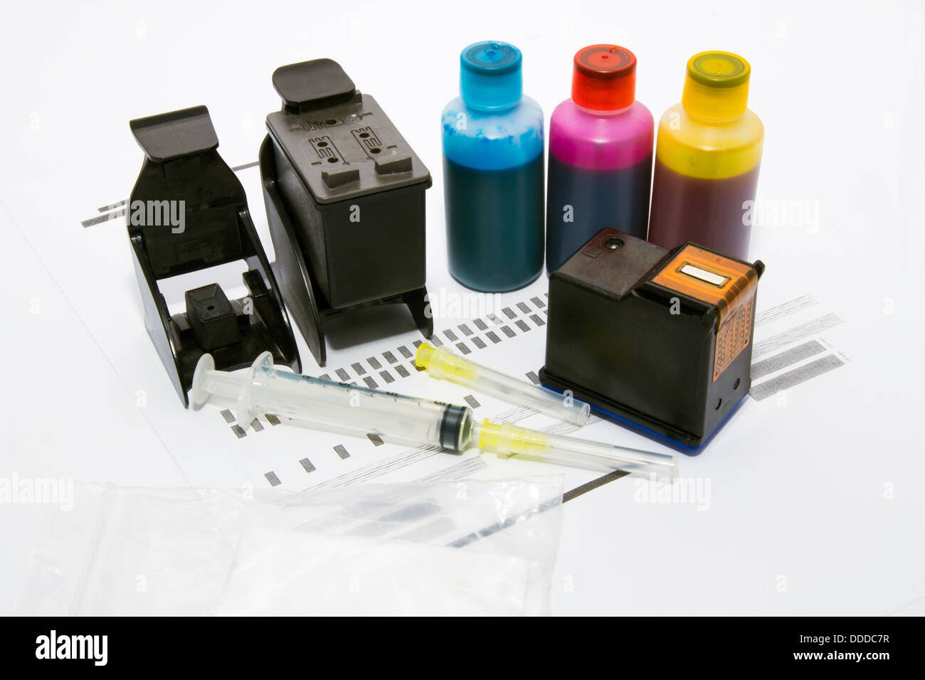 Ink refill set for printer Stock Photo