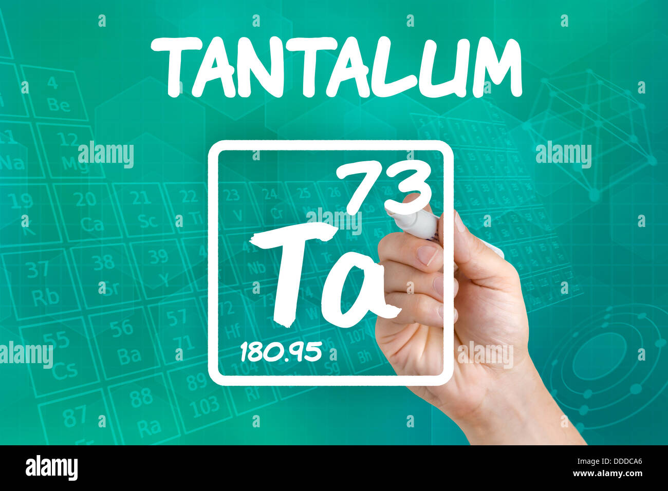 Symbol for the chemical element tantalum Stock Photo