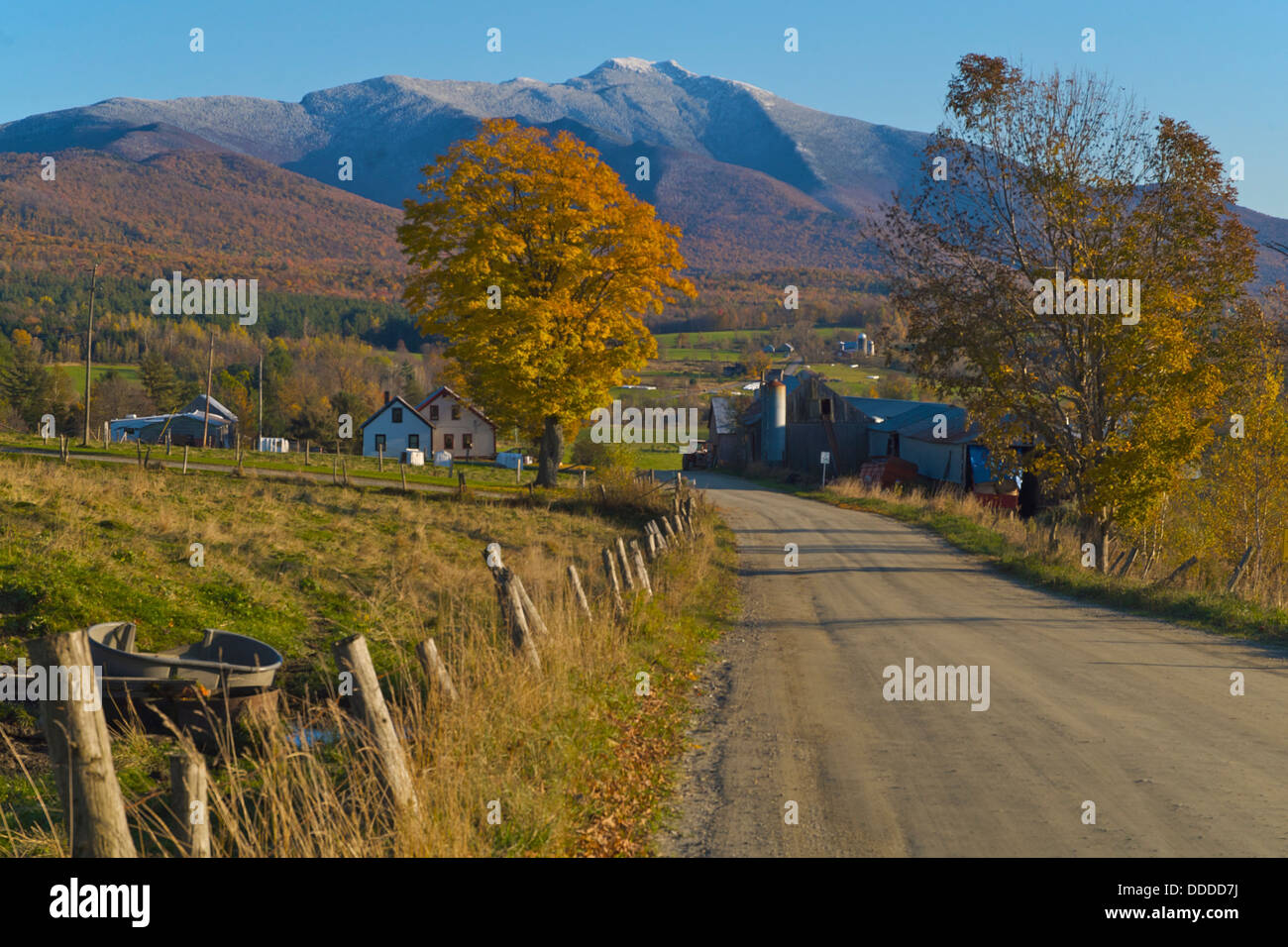 Mount Mansfield from Bryce Road, Cambridge, Vermont late fall Stock