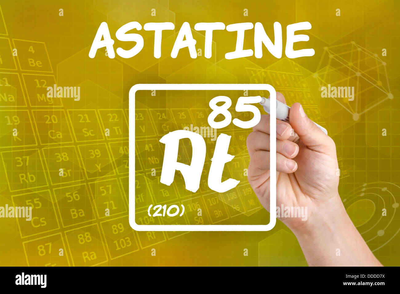 Symbol for the chemical element astatine Stock Photo