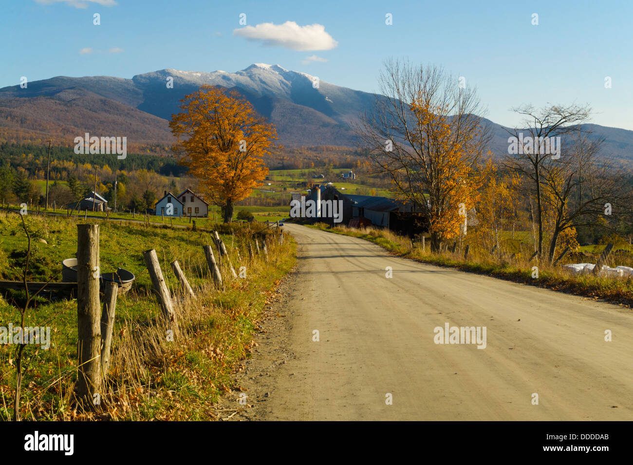 Mount Mansfield from Bryce Road, Cambridge, Vermont late fall Stock