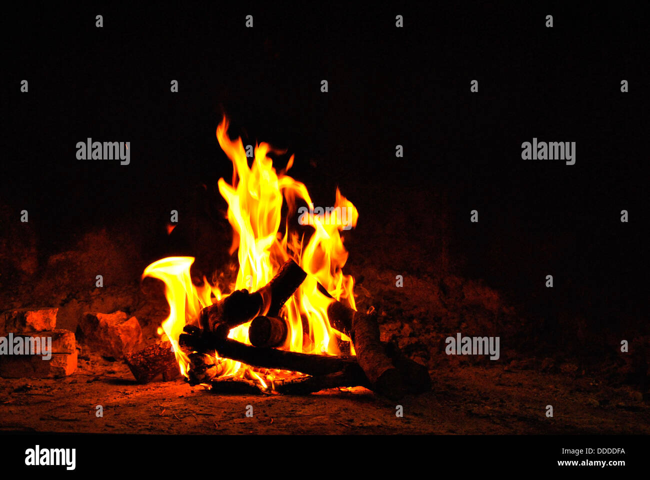 fire for a barbecue Stock Photo