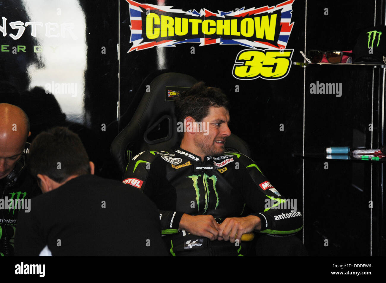 Silverstone, United Kingdom. 31st August 2013.Cal Crutchlow (Monster Yamaha Tech3) during the qualifying sessions at Silverstone circuit. Credit:  Gaetano Piazzolla/Alamy Live News Stock Photo