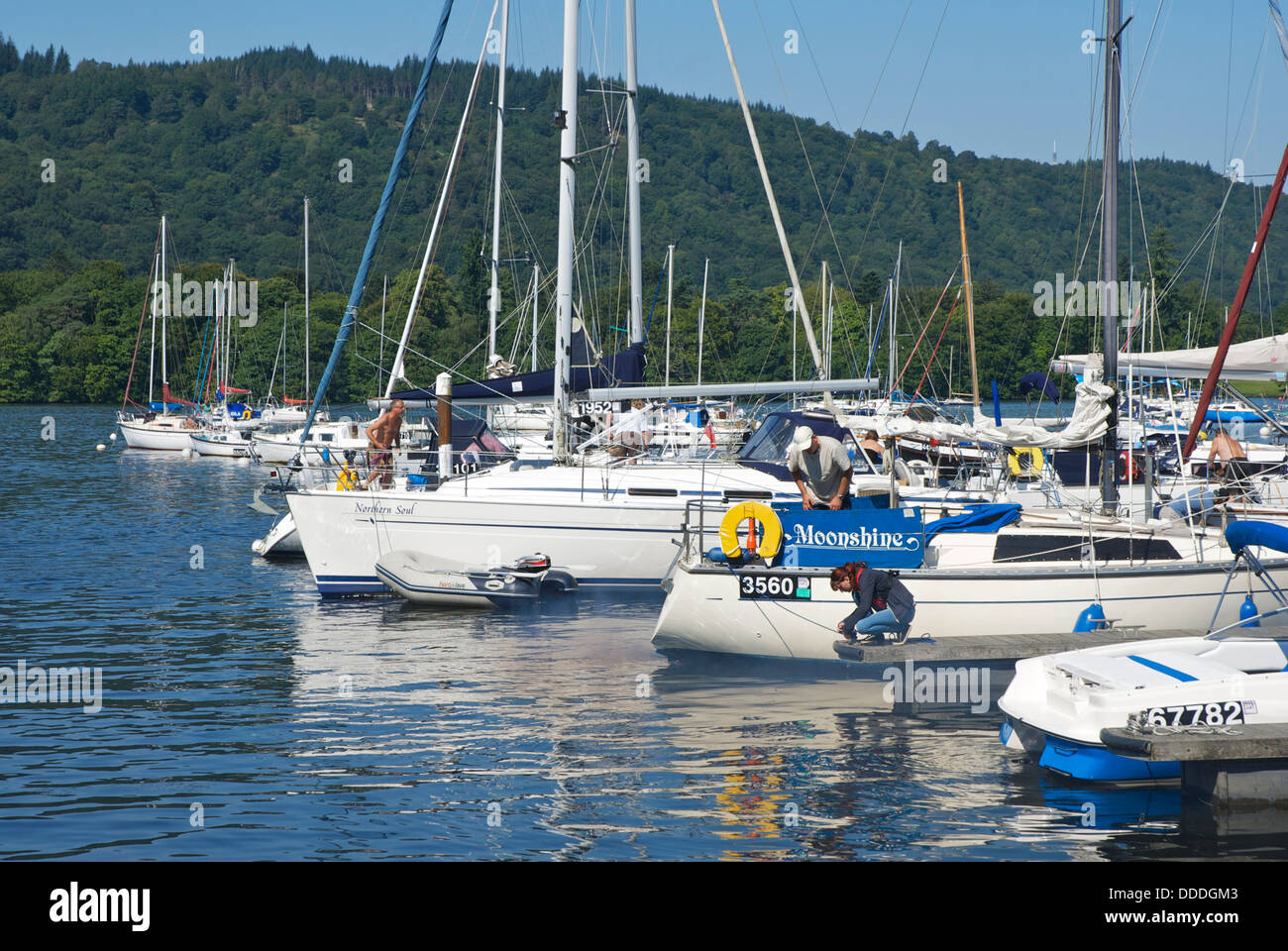 Messing about in boats at Ferry Nab, Lake Windermere, near Bowness